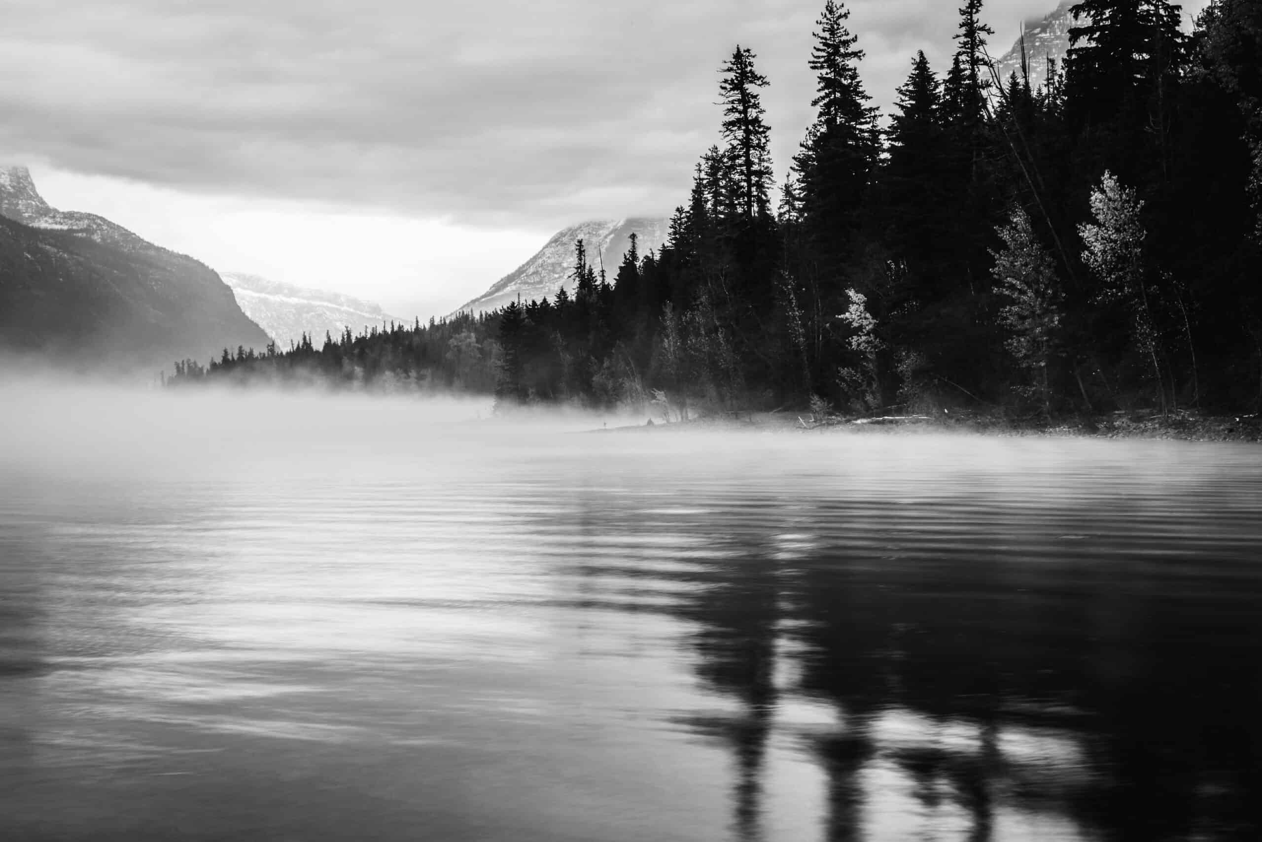 Foggy forest lake Foggy forest lake